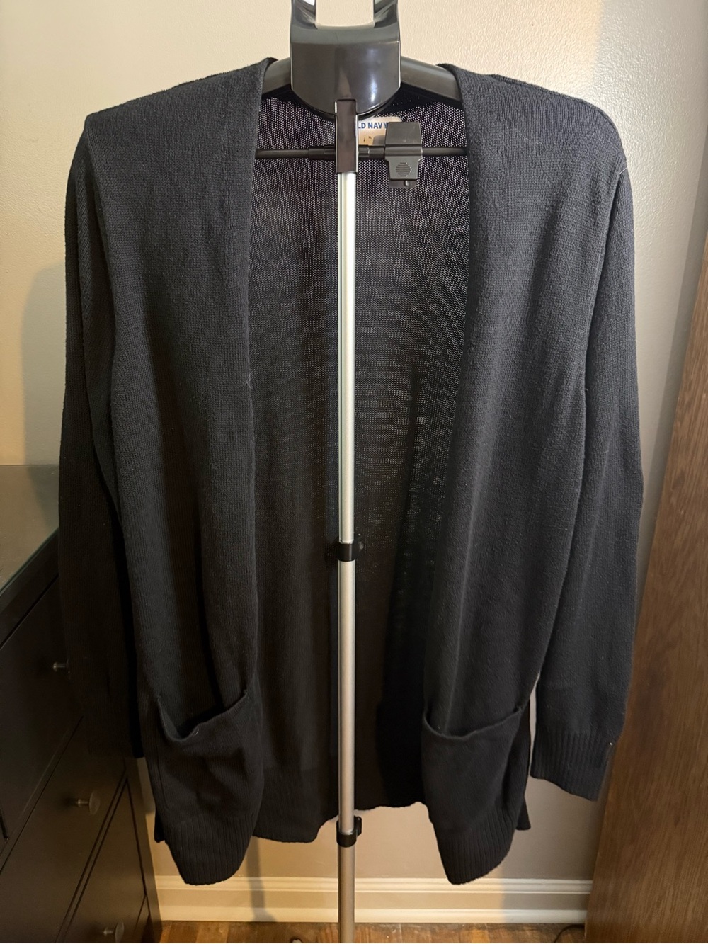 Old Navy Black Open Front Long Cardigan Sweater with Pockets XL